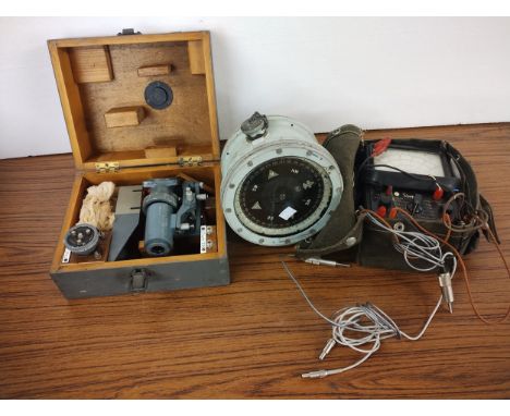 An RAF issue 0.5 806 telescope checking sight, Type 6, Mk II, boxed and a Royal Navy ships compass