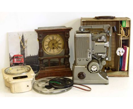 Specto projector in case, also a Victorian mantle clock, Smiths wall clock and a Big Ben wall clock. Condition reports are no
