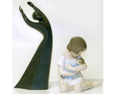 Royal Copenhagen figure of a girl together with a Royal Doulton figure of Awakening Condition reports are not available for o
