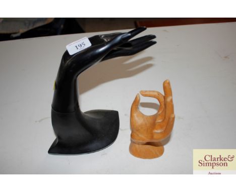Two ring trees in the form of hands 