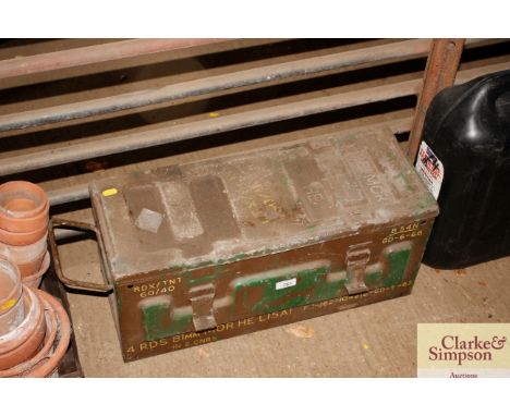 A metal ammunition crate