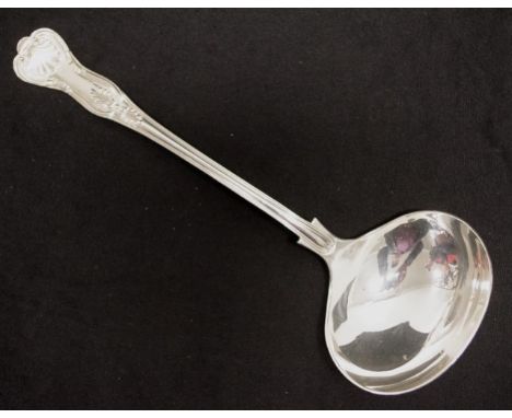 English silver plated soup ladle Kings pattern to handle, (length 29cm approx).