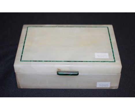 Art deco Onyx &amp; Malachite trinket box width 15.5cm X depth 11cm X height 5cm approx