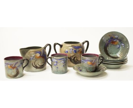Vintage Royal Doulton 'Titanian'  part coffee set including 3 coffee cups and saucers, (2 cups as inspected), (plus 3 additio