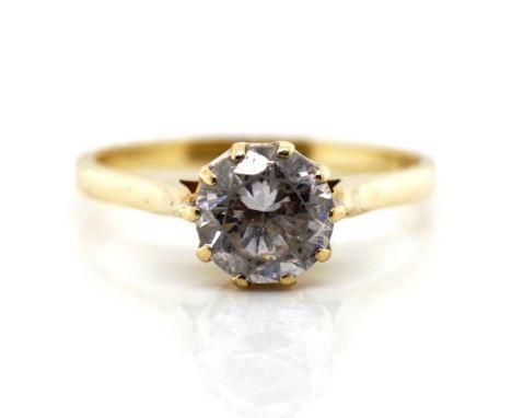 Cubic zirconia set 9ct yellow gold ring marked 375. Approx weight 2.6 grams, ring size P-Q