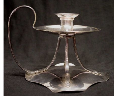 Good Art Nouveau silver plate chamber stick marked to base for Hukin and Heath and  # 1629, (height 14cm approx).