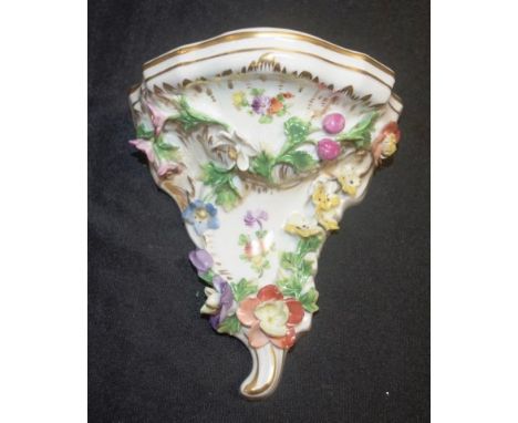 Dresden flower encrusted wall bracket height 13.5cm approx