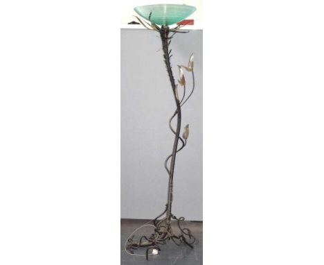 Metal Art electric floor lamp with glass shade, 193cm high approx