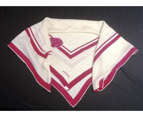 Good vintage Chanel silk scarf rolled edges, and Chanel monogram.