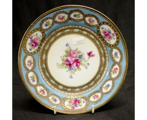 Noritake floral painted plate rose decoration to centre and to border, marked to base, (diameter 19cm approx).
