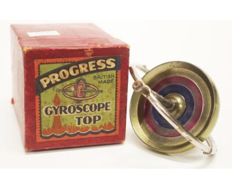 Vintage English 'Progress' Gyroscope Top in original box, (worn).
