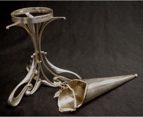 Vintage sterling silver nosegay holder marked 'Sterling Silver,' (possibly of USA origin), (small dents), (height 15cm, weigh