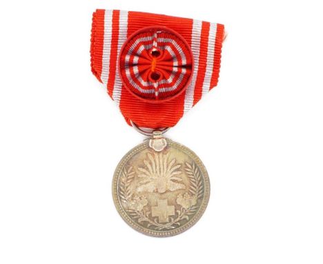 Japanese silver  "Red cross 1888" medal with ribbon