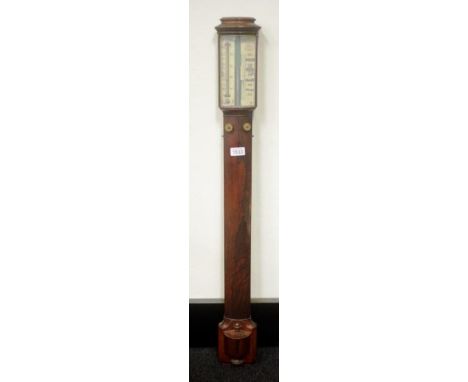 Antique mahogany stick barometer marked to dial for 'Lee, Belfast,' (height 95cm approx).