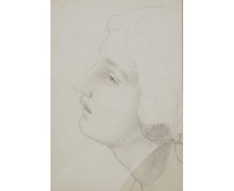 Attrib Pierre Puvis de Chavannes (France 1824-1898 Portrait, pencil on paper, unsigned, 12cm X 8cm approx).