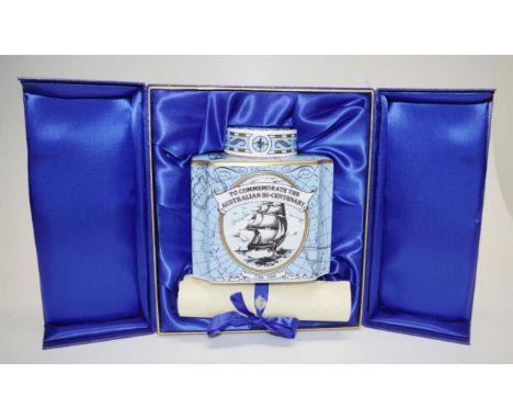 Twinings Limited Edition Royal Worcester tea caddy to commemorate the Australian Bicentenary, 1788-1988, with documentation a
