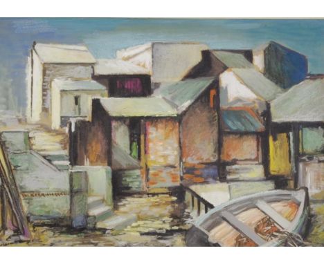 William Kerr-Morgan (Australia) Boatsheds oil on  board, signed lower left, (33cm X 47cm approx).