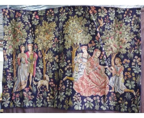 French hunting scene tapestry 180cm x 133cm approx