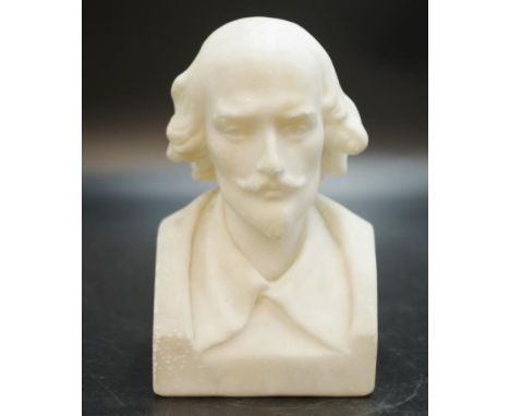 Goldscheider alabaster bust William Shakespeare marked to base, (small marks to alabaster), (height 16cm approx).