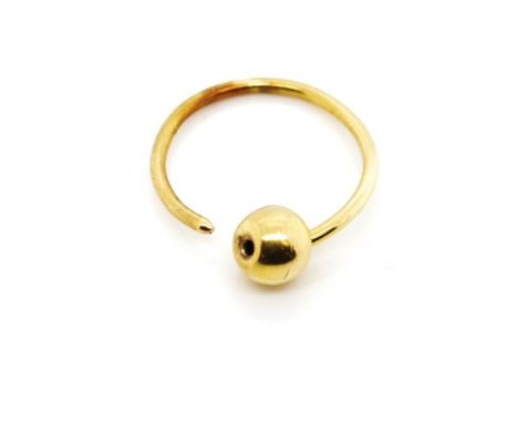 18ct yellow gold belly button ring marked 750. Approx weight 1.5 grams