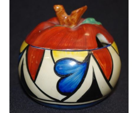 Clarice Cliff Bizarre lidded honey pot 9cm high approx.