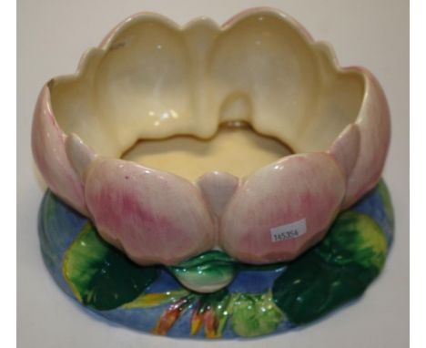 Clarice Cliff waterlily bowl handpainted, chip to top rim, 21.5cm wide approx.