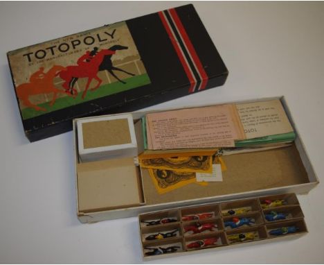 Vintage Totopoly board game circa 1950 by John Waddington the manufacturers of Monopoly, with lead horse figures