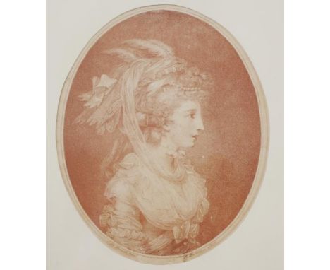 Antique framed Francesco Bartolozzi engraving Portrait, marked for J.H. BENWELL, Artist, and Francesco BARTOLOZZI, engraver, 