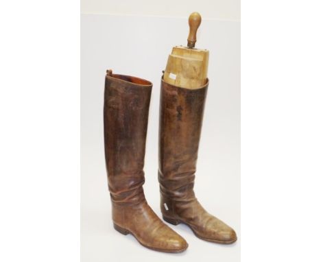 Pair of vintage brown leather riding boots ex: Throsby Park