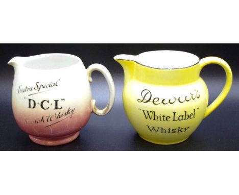 Two various scotch whisky advertising jugs to include a Shelley D.L.C extra special, and a John Maddock &amp; Co Dewar's Whit