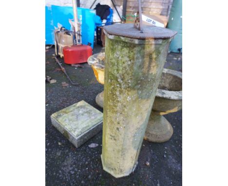 A marble and granite garden sundial with column support and square base