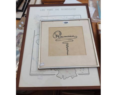 A selection of framed and unframed original works and prints including a caveman cartoon and a portrait of a lady, etc.