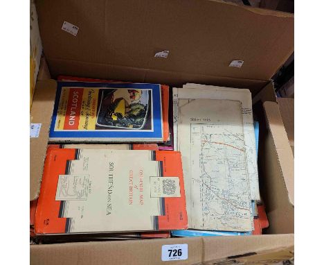 A box containing a large quantity of vintage Ordnance Survey maps