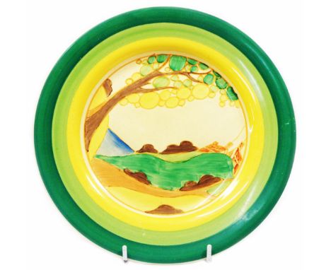 A 25.5cm 1930's Clarice Cliff Bizarre plate decorated in the 'Secrets' pattern