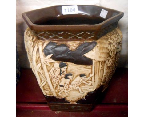 An early 20th Century Bretby Art Pottery jardinière, decorated in the Japonesque style