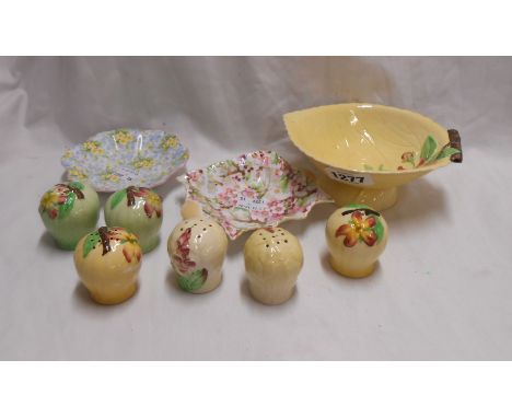 A small quantity of ceramics comprising two Shelley bone china dishes with chintz decoration - sold with small Carlton Ware d