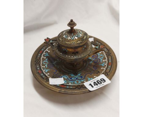A 19th Century Champleve enamel inkwell