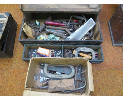 Vintage toolbox, contents &amp; extra box 