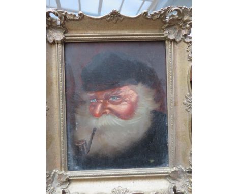 Oil on board portrait, indistinct signature  