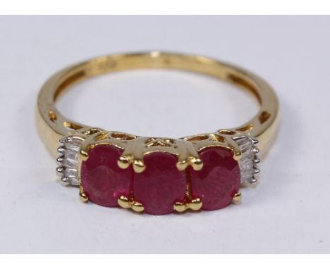 Ruby and diamond silver-gilt ring stamped 925 Condition Report Click here for further images, condition, auction times & deli