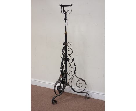 Victorian telescopic wrought metal oil lamp stand  Condition Report Click here for further images, condition, auction times &