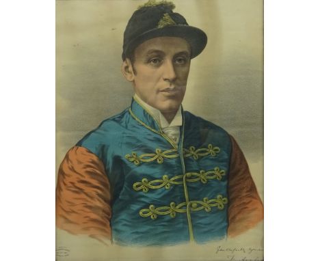 'The Late Fred Archer in the Colours of H.R.H Prince of Wales',  19th Century colour print with printed signature, colour lit