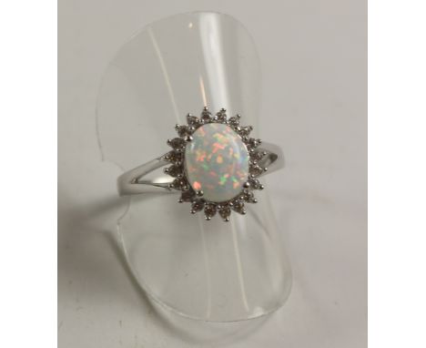 Opal cluster dress ring stamped 925 Condition Report Click here for further images, condition, auction times & delivery costs