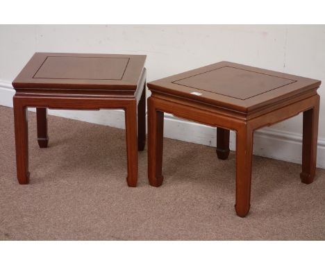 Pair Chinese rosewood square lamp tables, 46cm x 46cm, H40cm Condition Report Click here for further images, condition, aucti