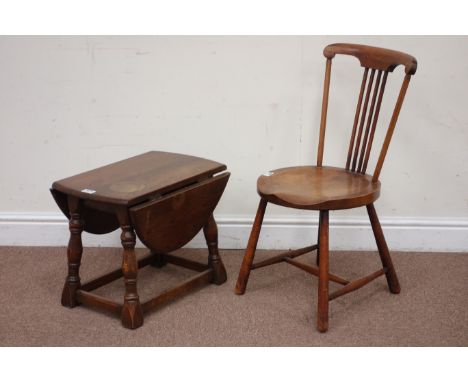 19th century walnut stick back chair and an oak drop leaf table Condition Report Click here for further images, condition, au