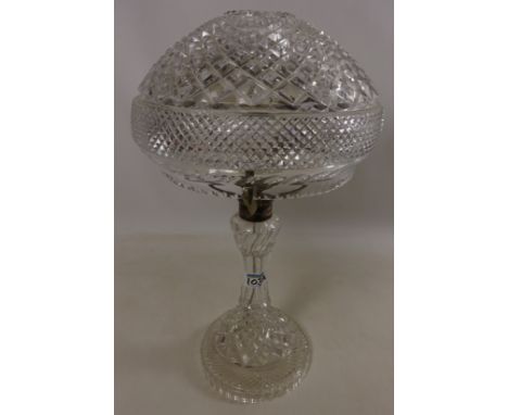 Heavy cut glass table lamp, H42cm  Condition Report Click here for further images, condition, auction times & delivery costs