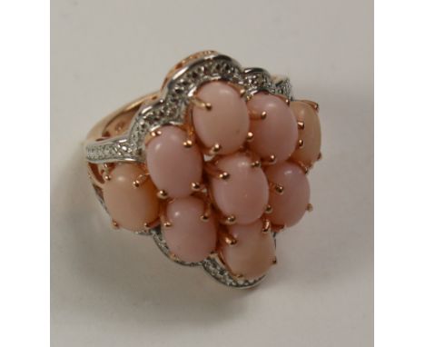 Pink opal rose gold-plated ring stamped 925 Condition Report Click here for further images, condition, auction times & delive