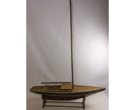 Wooden model of a wooden sailing yacht, H110cm including stand  Condition Report Click here for further images, condition, au