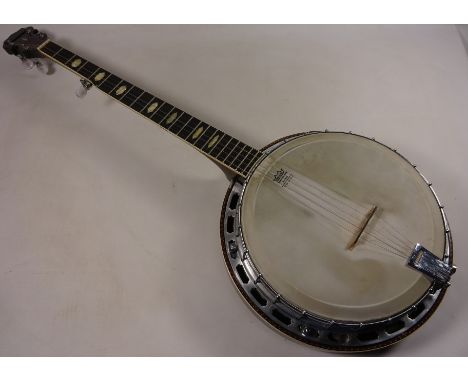Remo Weather-king five string rosewood banjo, ebonised neck with mother-of-pearl inlay with case  Condition Report Click here