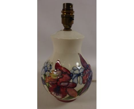 Moorcroft Hibiscus and spring flower table lamp, H22cm  Condition Report Click here for further images, condition, auction ti